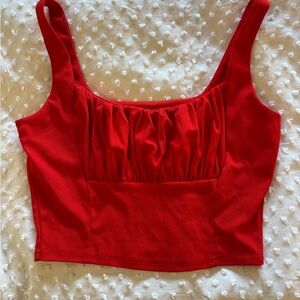 Red Sleeveless Cropped Top